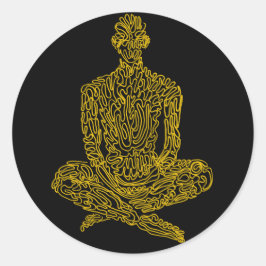 Ascetisch (zwart met geel) ronde sticker