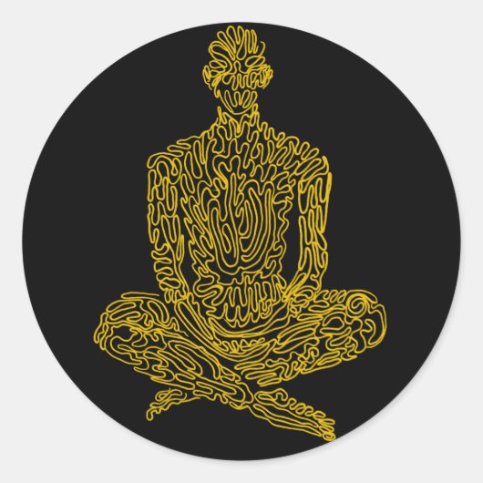 Ascetisch (zwart met geel) ronde sticker (Voorkant)