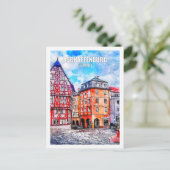 Aschaffenburg Duitsland Travel Waterverf Sketch Briefkaart (Staand voorkant)