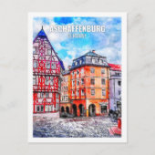 Aschaffenburg Duitsland Travel Waterverf Sketch Briefkaart (Voorkant)