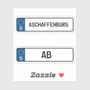 Aschaffenburg kennzeichen, Duitse kentekenplaat Sticker