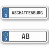 Aschaffenburg kennzeichen, Duitse kentekenplaat Sticker (Voorkant)