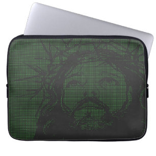 ASCII Art Jezus Doornenkroon Johannes 19:30 Laptop Sleeve