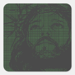 ASCII Art Jezus Doornenkroon Johannes 19:30 Vierkante Sticker