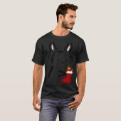 ASCII Bunny Rabbit Holding Christmas Stocking T-shirt (Voorkant volledig)