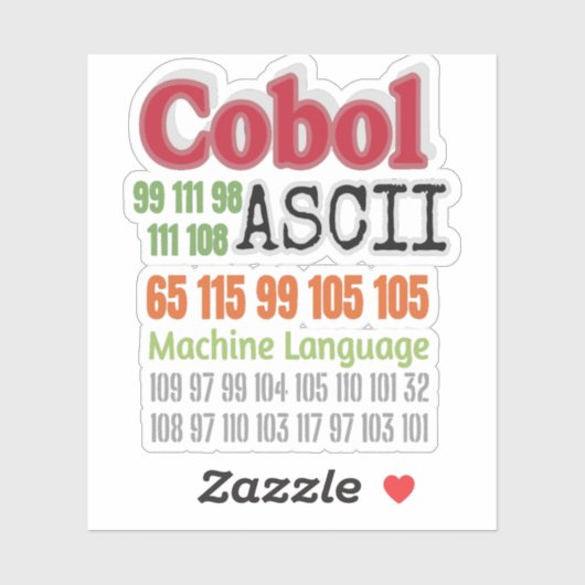 Ascii Cobol Programming Machine Language Sticker (Vel)