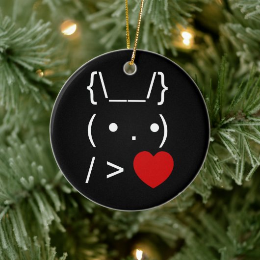 ASCII Text Art Bunny Rabbit geeft hart Keramisch Ornament (Boom)