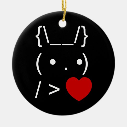 ASCII Text Art Bunny Rabbit geeft hart Keramisch Ornament (Voorkant)