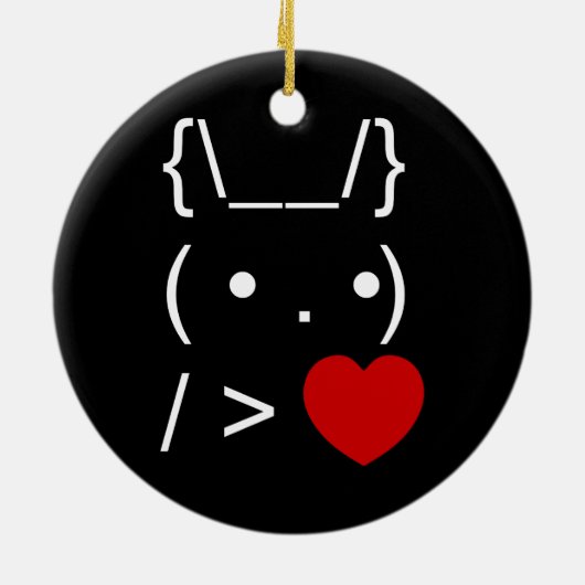 ASCII Text Art Bunny Rabbit geeft hart Keramisch Ornament (Achterkant)