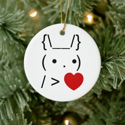ASCII Text Art Bunny Rabbit geeft hart Keramisch Ornament (Boom)