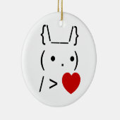 ASCII Text Art Bunny Rabbit geeft hart Keramisch Ornament (Rechts)