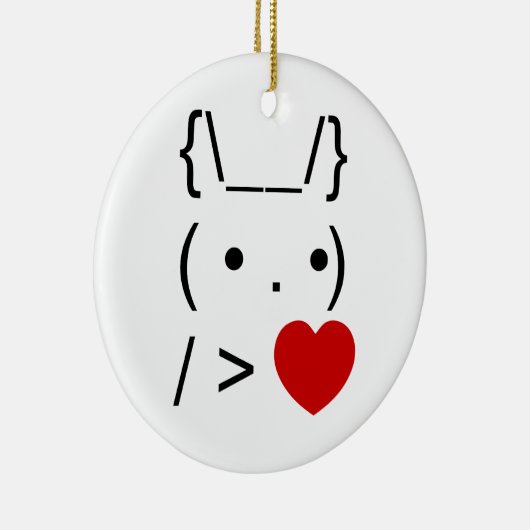 ASCII Text Art Bunny Rabbit geeft hart Keramisch Ornament (Rechts)