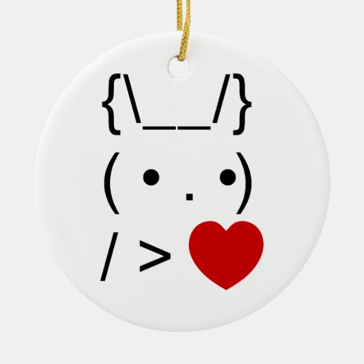 ASCII Text Art Bunny Rabbit geeft hart Keramisch Ornament (Voorkant)