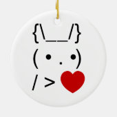 ASCII Text Art Bunny Rabbit geeft hart Keramisch Ornament (Achterkant)
