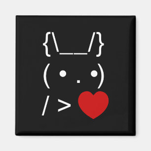 ASCII Text Art Bunny Rabbit geeft hart Magneet