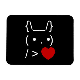 ASCII Text Art Bunny Rabbit geeft hart Magneet
