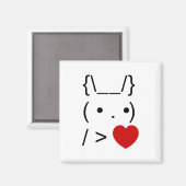 ASCII Text Art Bunny Rabbit geeft hart Magneet (Voorkant / Achterkant)