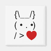 ASCII Text Art Bunny Rabbit geeft hart Magneet (Voorkant)