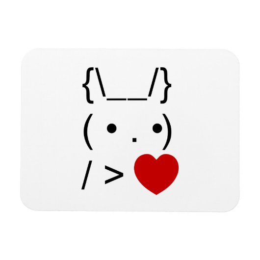 ASCII Text Art Bunny Rabbit geeft hart Magneet (Horizontaal)