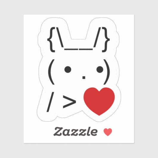 ASCII Text Art Bunny Rabbit geeft hart Sticker (Vel)