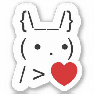 ASCII Text Art Bunny Rabbit geeft hart Sticker
