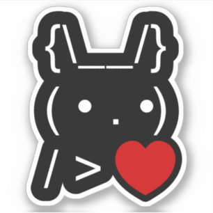 ASCII Text Art Bunny Rabbit geeft hart Sticker