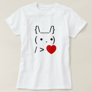 ASCII Text Art Bunny Rabbit geeft hart T-shirt