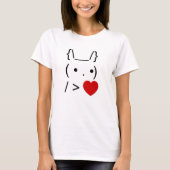 ASCII Text Art Bunny Rabbit geeft hart T-shirt (Voorkant)