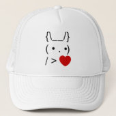 ASCII Text Art Bunny Rabbit geeft hart Trucker Pet (Voorkant)