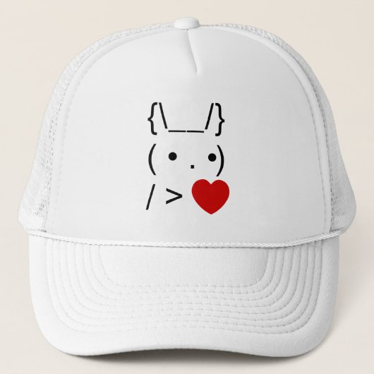 ASCII Text Art Bunny Rabbit geeft hart Trucker Pet (Voorkant)