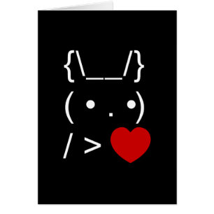 ASCII Text Art Bunny Rabbit Give Heart Kaart