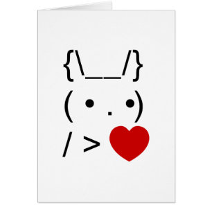 ASCII Text Art Bunny Rabbit Give Heart Kaart