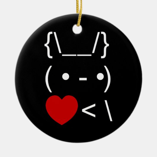 ASCII Text Art Bunny Rabbit Terug Keramisch Ornament (Voorkant)