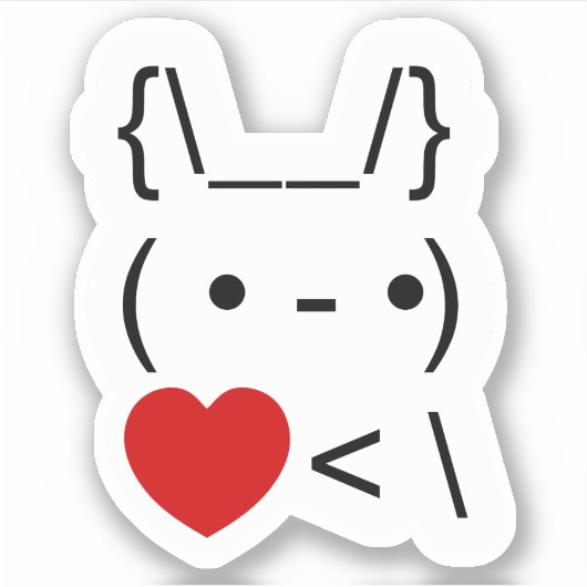 ASCII Text Art Bunny Rabbit Terug Sticker (Voorkant)