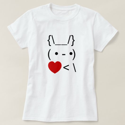 ASCII Text Art Bunny Rabbit Terug T-shirt (Design voorkant)