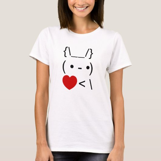 ASCII Text Art Bunny Rabbit Terug T-shirt (Voorkant)