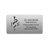 Asclepius Classy Noble Medical Elegant Black White Etiket (Voorkant)