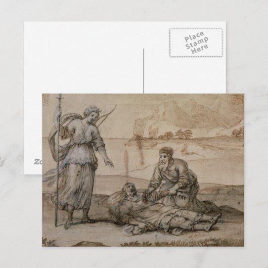 Asclepius Reviving Hippolytus (pen en inkt, was en Briefkaart (Voorkant / Achterkant)