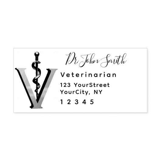 Asclepius Veterinary Modern Script Retouradres Zelfinktende Stempel (Design)