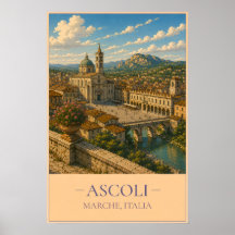 Ascoli, Italië – Oude Reisposter