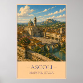 Ascoli, Italië – Oude Reisposter Poster