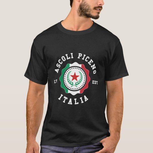 Ascoli Piceno Italië Vlag Badge T-shirt (Voorkant)