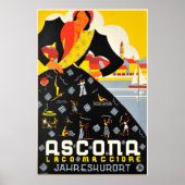 Ascona, Lago Maggiore, Zwitserland, Reisposter Poster (Voorkant)