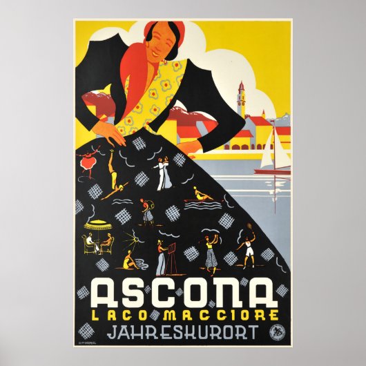 Ascona, Lago Maggiore, Zwitserland, Reisposter Poster (Voorkant)
