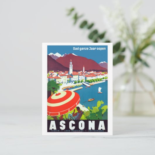 Ascona Zwitserland Reisposter Briefkaart (Staand voorkant)