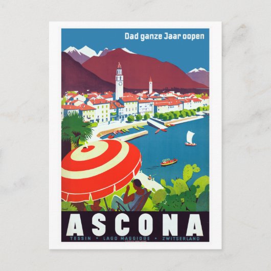 Ascona Zwitserland Reisposter Briefkaart (Voorkant)
