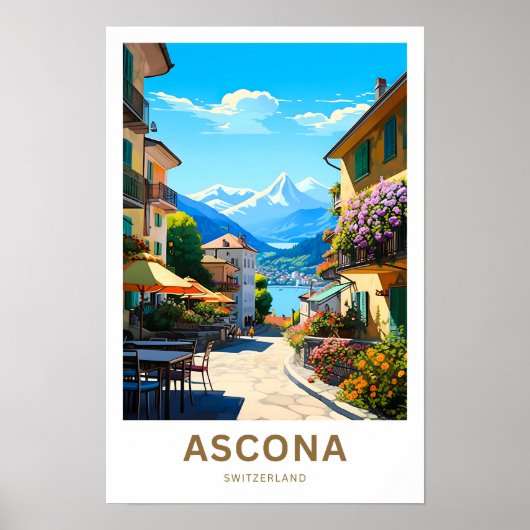 Ascona Zwitserland Reisprint Poster (Voorkant)
