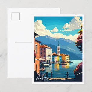 Ascona Zwitserland vintage reisillustratie Briefkaart