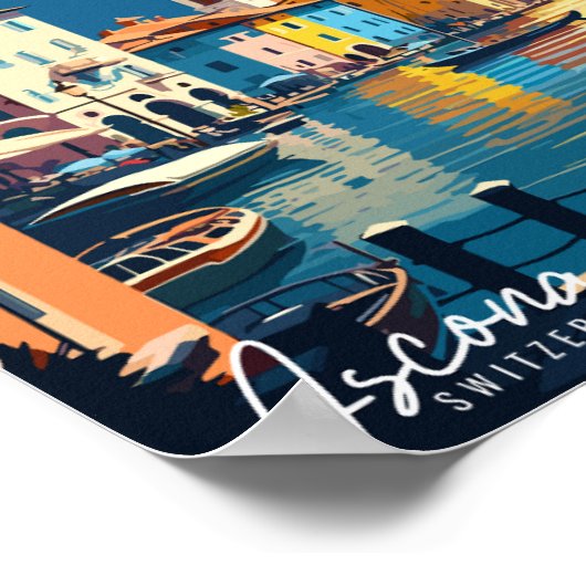 Ascona Zwitserland vintage reisillustratie Poster (Hoek)