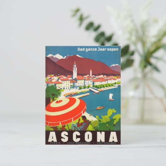 Ascona Zwitserland -  Zwitsers reisposter Briefkaart (Staand voorkant)